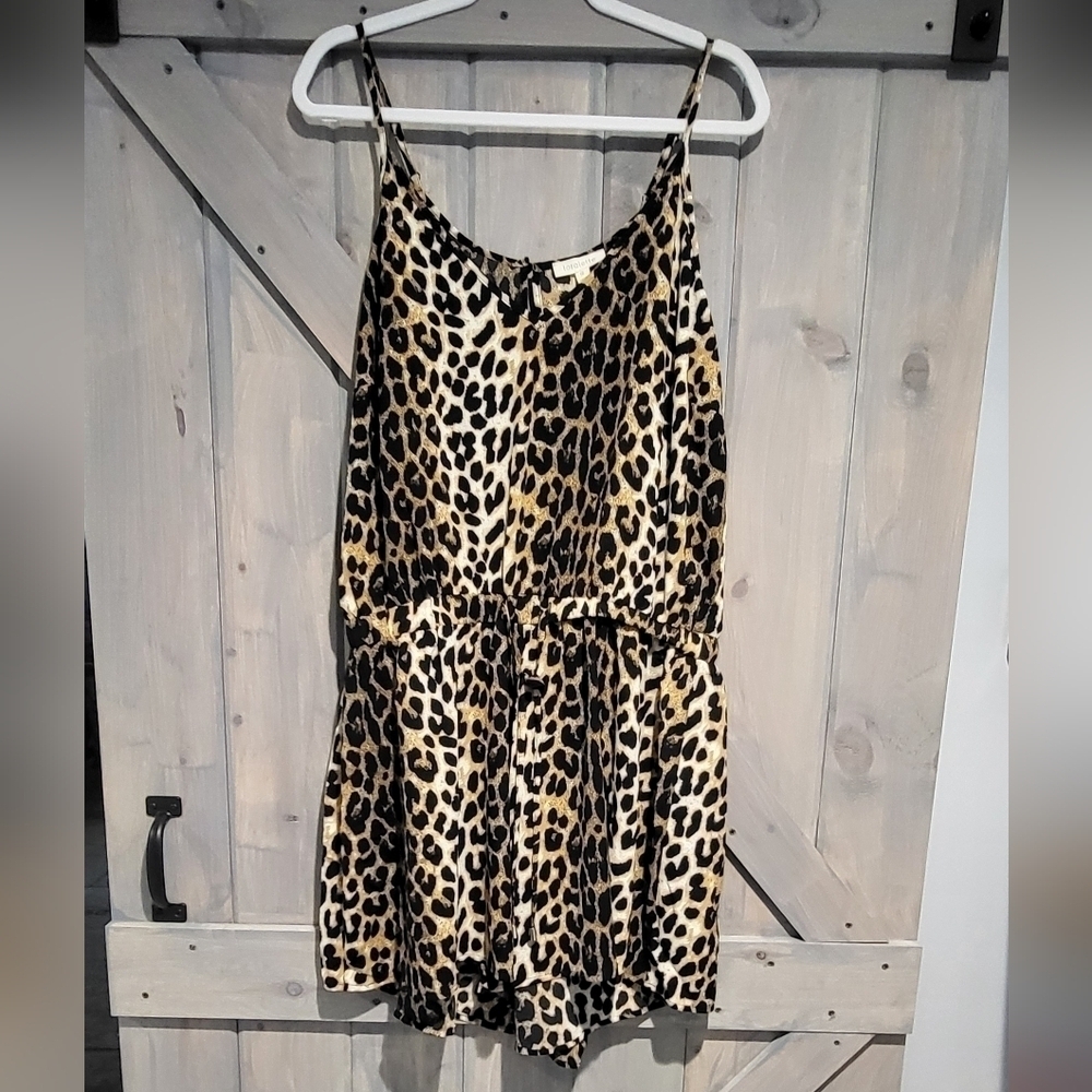 Loralette Leopard Print Spaghetti Strap Elastic Waist Romper Size 16